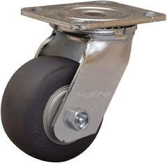 Hamilton - 4" Diam x 2" Wide x 5-5/8" OAH Top Plate Mount Swivel Caster - Rubber Mold on Polyolefin, 300 Lb Capacity, Straight Roller Bearing, 4 x 4-1/2" Plate - All Tool & Supply