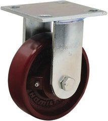 Hamilton - 5" Diam x 1-1/2" Wide x 6-1/8" OAH Top Plate Mount Rigid Caster - Cast Iron, 550 Lb Capacity, Straight Roller Bearing, 4 x 4-1/2" Plate - All Tool & Supply