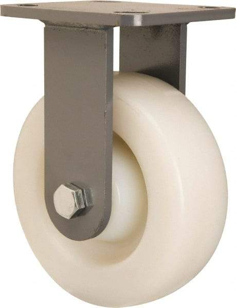 Hamilton - 6" Diam x 2" Wide x 7-1/2" OAH Top Plate Mount Rigid Caster - Nylon, Sealed Precision Ball Bearing, 4 x 4-1/2" Plate - All Tool & Supply