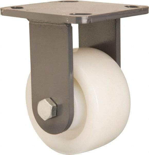 Hamilton - 4" Diam x 2" Wide x 5-5/8" OAH Top Plate Mount Rigid Caster - Nylon, Sealed Precision Ball Bearing, 4 x 4-1/2" Plate - All Tool & Supply