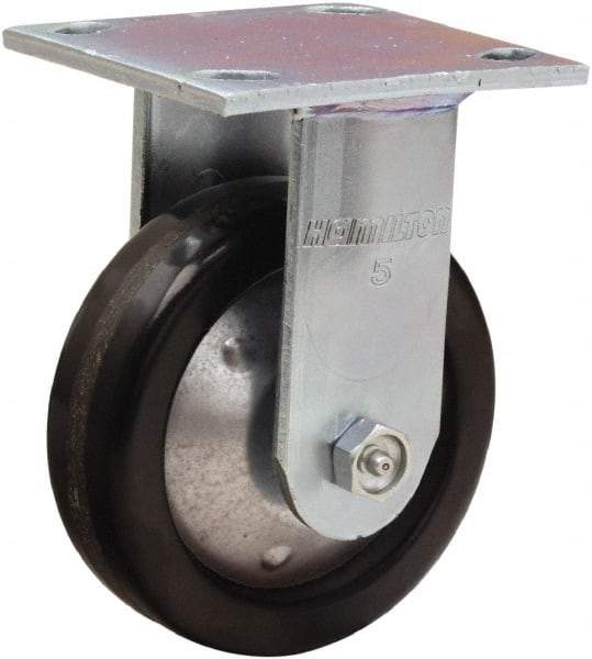 Hamilton - 5" Diam x 1-1/2" Wide x 6-1/2" OAH Top Plate Mount Rigid Caster - Phenolic, 600 Lb Capacity, Straight Roller Bearing, 4 x 4-1/2" Plate - All Tool & Supply