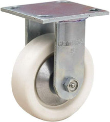 Hamilton - 5" Diam x 1-1/2" Wide x 6-1/2" OAH Top Plate Mount Rigid Caster - Polyolefin, 400 Lb Capacity, Delrin Bearing, 4 x 4-1/2" Plate - All Tool & Supply