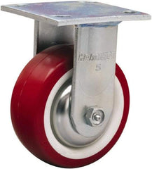 Hamilton - 5" Diam x 2" Wide x 6-1/2" OAH Top Plate Mount Rigid Caster - Polyurethane Mold on Polypropylene, 900 Lb Capacity, Straight Roller Bearing, 4 x 4-1/2" Plate - All Tool & Supply