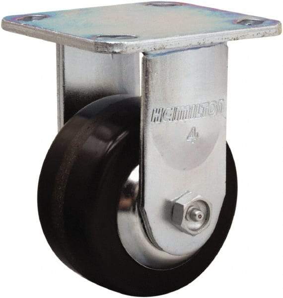 Hamilton - 4" Diam x 2" Wide x 5-5/8" OAH Top Plate Mount Rigid Caster - Phenolic, 800 Lb Capacity, Straight Roller Bearing, 4 x 4-1/2" Plate - All Tool & Supply