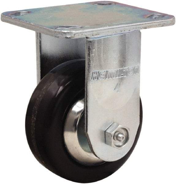 Hamilton - 4" Diam x 1-1/2" Wide x 5-5/8" OAH Top Plate Mount Rigid Caster - Phenolic, 600 Lb Capacity, Straight Roller Bearing, 4 x 4-1/2" Plate - All Tool & Supply