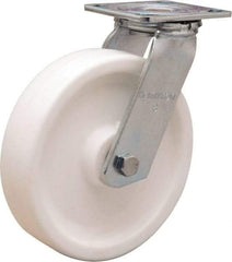 Hamilton - 8" Diam x 2" Wide x 9-1/2" OAH Top Plate Mount Swivel Caster - Polyolefin, 900 Lb Capacity, Delrin Bearing, 4 x 4-1/2" Plate - All Tool & Supply