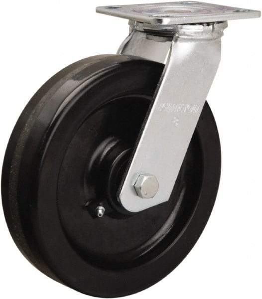 Hamilton - 8" Diam x 2" Wide x 9-1/2" OAH Top Plate Mount Swivel Caster - Phenolic, 900 Lb Capacity, Straight Roller Bearing, 4 x 4-1/2" Plate - All Tool & Supply