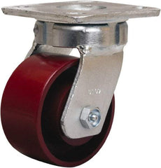 Hamilton - 4" Diam x 2" Wide x 5-5/8" OAH Top Plate Mount Swivel Caster - Cast Iron, 1,000 Lb Capacity, Sealed Precision Ball Bearing, 4 x 4-1/2" Plate - All Tool & Supply