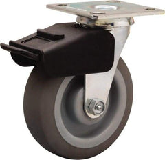 Hamilton - 6" Diam x 2" Wide x 7-1/2" OAH Top Plate Mount Swivel Caster - Rubber Mold on Polyolefin, 410 Lb Capacity, Straight Roller Bearing, 4 x 4-1/2" Plate - All Tool & Supply