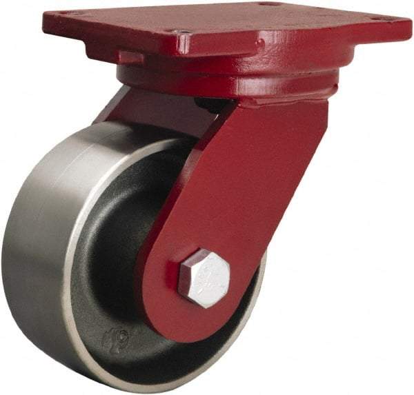 Hamilton - 6" Diam x 2-1/2" Wide x 8-1/2" OAH Top Plate Mount Swivel Caster - Forged Steel, 3,500 Lb Capacity, Straight Roller Bearing, 6-1/8 x 7-1/2" Plate - All Tool & Supply