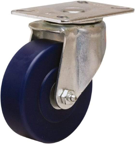 Hamilton - 4" Diam x 1-1/4" Wide x 5-1/16" OAH Top Plate Mount Swivel Caster - Polyurethane, 400 Lb Capacity, Straight Roller Bearing, 3-1/8 x 4-1/8" Plate - All Tool & Supply