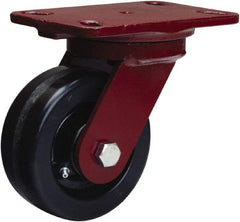 Hamilton - 5" Diam x 2" Wide x 6-3/4" OAH Top Plate Mount Swivel Caster - Phenolic, 1,000 Lb Capacity, Straight Roller Bearing, 4-1/2 x 6-1/2" Plate - All Tool & Supply