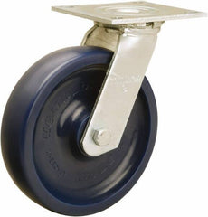 Hamilton - 8" Diam x 2" Wide x 9-1/2" OAH Top Plate Mount Swivel Caster - Polyurethane, 900 Lb Capacity, Sealed Precision Ball Bearing, 5 x 5-1/2" Plate - All Tool & Supply