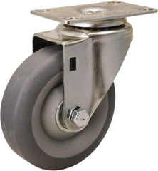 Hamilton - 4" Diam x 1-3/8" Wide x 5-1/8" OAH Top Plate Mount Swivel Caster - Rubber Mold on Polyolefin, 250 Lb Capacity, Delrin Bearing, 2-3/8 x 3-5/8" Plate - All Tool & Supply