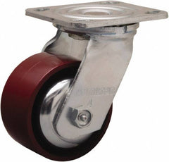 Hamilton - 4" Diam x 2" Wide x 5-5/8" OAH Top Plate Mount Swivel Caster - Cast Iron, 900 Lb Capacity, Sealed Precision Ball Bearing, 4 x 4-1/2" Plate - All Tool & Supply