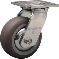 Hamilton - 5" Diam x 2" Wide x 6-1/2" OAH Top Plate Mount Swivel Caster - Rubber Mold on Polyolefin, 350 Lb Capacity, Straight Roller Bearing, 4 x 4-1/2" Plate - All Tool & Supply