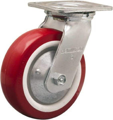 Hamilton - 6" Diam x 2" Wide x 7-1/2" OAH Top Plate Mount Swivel Caster - Polyurethane Mold on Polypropylene, 900 Lb Capacity, Straight Roller Bearing, 4 x 4-1/2" Plate - All Tool & Supply