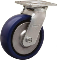 Hamilton - 6" Diam x 2" Wide x 7-1/2" OAH Top Plate Mount Swivel Caster - Polyurethane, 900 Lb Capacity, Sealed Precision Ball Bearing, 4 x 4-1/2" Plate - All Tool & Supply