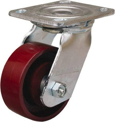 Hamilton - 4" Diam x 1-1/2" Wide x 5-5/8" OAH Top Plate Mount Swivel Caster - Cast Iron, 550 Lb Capacity, Straight Roller Bearing, 4 x 4-1/2" Plate - All Tool & Supply