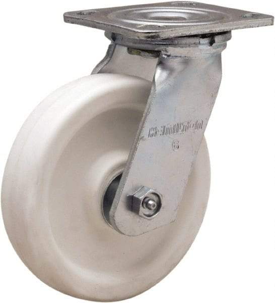 Hamilton - 6" Diam x 1-1/2" Wide x 7-1/2" OAH Top Plate Mount Swivel Caster - Polyolefin, 550 Lb Capacity, Delrin Bearing, 4 x 4-1/2" Plate - All Tool & Supply