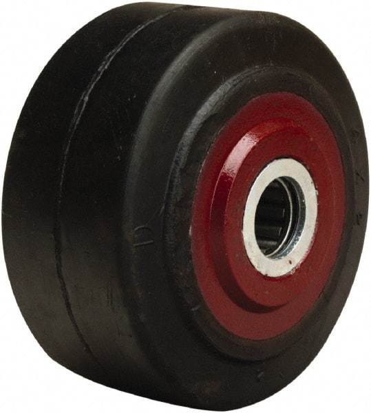 Hamilton - 4 Inch Diameter x 2 Inch Wide, Rubber on Cast Iron Caster Wheel - 300 Lb. Capacity, 2-1/4 Inch Hub Length, 1/2 Inch Axle Diameter, Straight Roller Bearing - All Tool & Supply