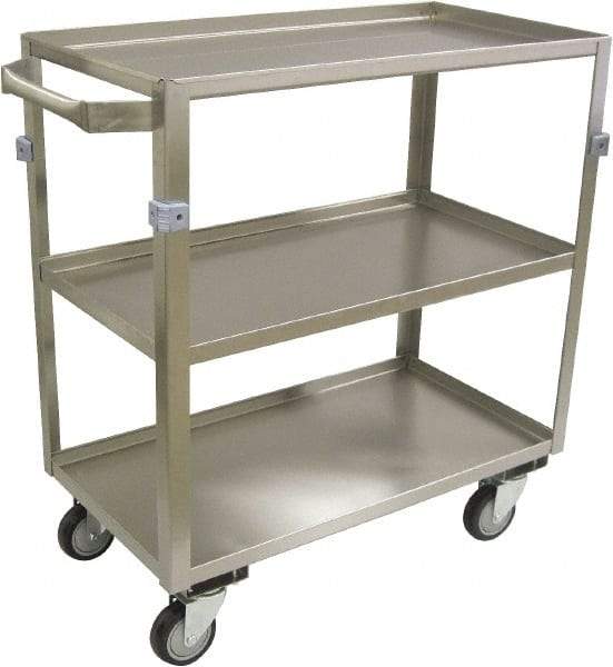 Jamco - 600 Lb Capacity, 30" Wide x 16" Long x 34" High Shelf Cart - 3 Shelf, Stainless Steel, 4 Swivel Casters - All Tool & Supply