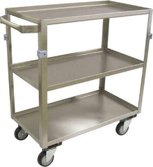 Jamco - 600 Lb Capacity, 22" Wide x 48" Long x 34" High Shelf Cart - 3 Shelf, Stainless Steel, 4 Swivel Casters - All Tool & Supply