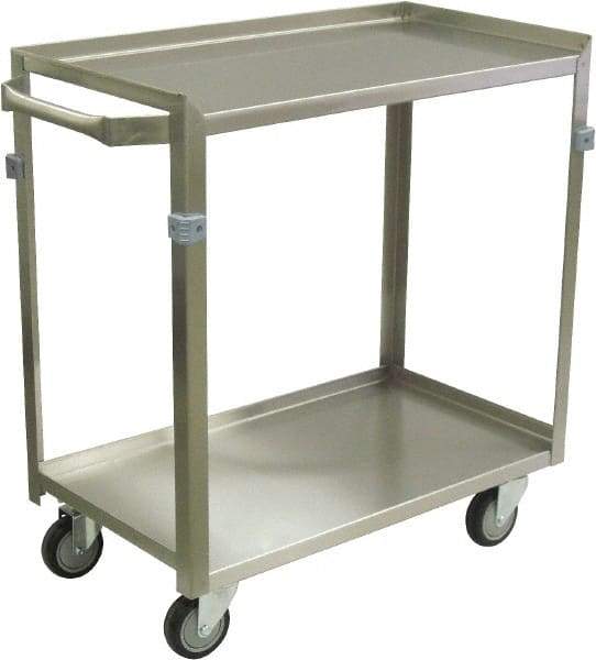 Jamco - 600 Lb Capacity, 24" Wide x 16" Long x 34" High Shelf Cart - 2 Shelf, Stainless Steel, 4 Swivel Casters - All Tool & Supply