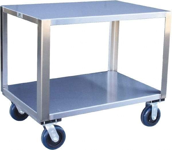 Jamco - 1,800 Lb Capacity, 48" Wide x 24" Long x 31" High Transport Cart - 2 Shelf, Stainless Steel, 2 Rigid/2 Swivel Casters - All Tool & Supply