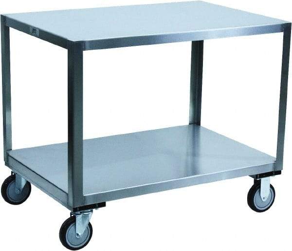 Jamco - 1,200 Lb Capacity, 48" Wide x 24" Long x 30" High Transport Cart - 2 Shelf, Stainless Steel, 2 Rigid/2 Swivel Casters - All Tool & Supply