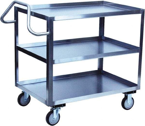 Jamco - 1,200 Lb Capacity, 48" Wide x 30" Long x 39" High Shelf Cart - 3 Shelf, Stainless Steel - All Tool & Supply