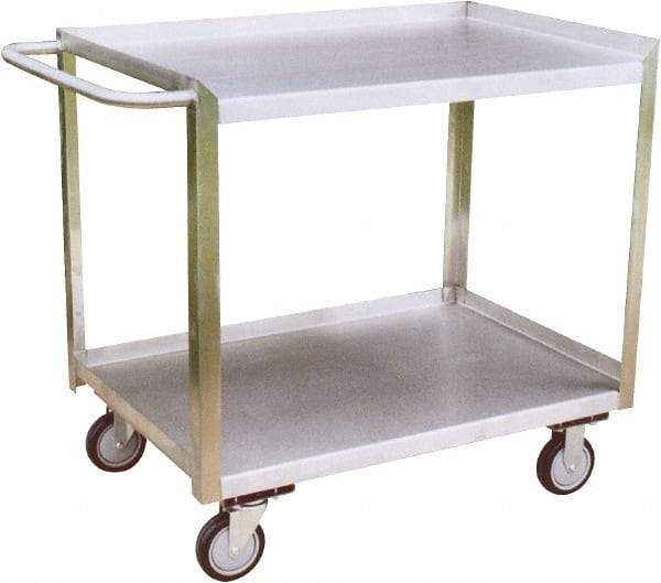 Jamco - 1,200 Lb Capacity, 24" Wide x 18" Long x 35" High Shelf Cart - 2 Shelf, Stainless Steel, 2 Rigid/2 Swivel Casters - All Tool & Supply