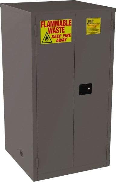 Jamco - 2 Door, 2 Shelf, Yellow Steel Double Wall Safety Cabinet for Flammable and Combustible Liquids - 65" High x 34" Wide x 34" Deep, Manual Closing Door, 3 Point Key Lock, 60 Gal Capacity - All Tool & Supply