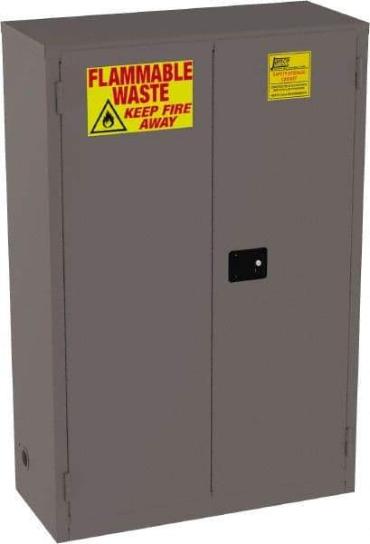 Jamco - 2 Door, 2 Shelf, Yellow Steel Double Wall Safety Cabinet for Flammable and Combustible Liquids - 65" High x 18" Wide x 43" Deep, Manual Closing Door, 3 Point Key Lock, 45 Gal Capacity - All Tool & Supply