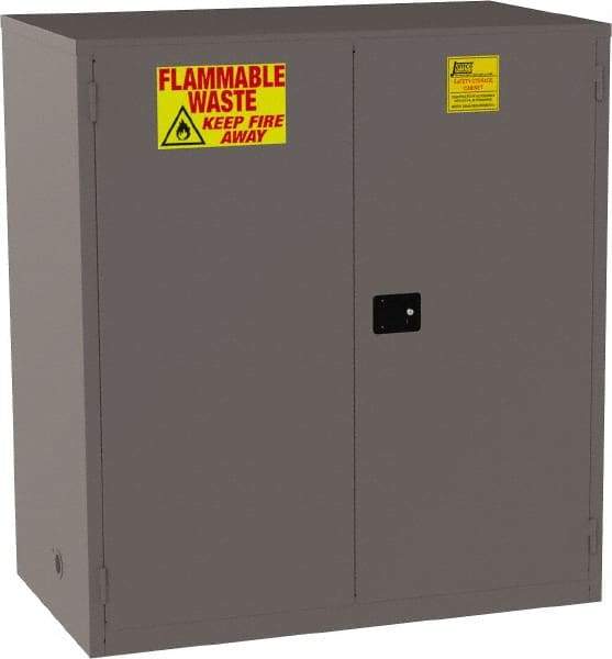 Jamco - 2 Door, 1 Shelf, Yellow Steel Double Wall Safety Cabinet for Flammable and Combustible Liquids - 65" High x 34" Wide x 59" Deep, Manual Closing Door, 3 Point Key Lock, 120 Gal Capacity - All Tool & Supply