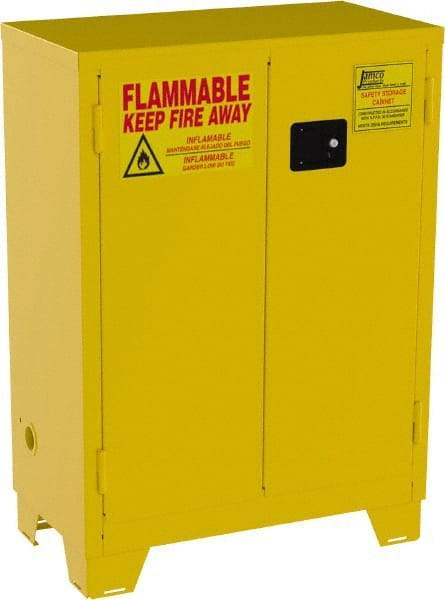 Jamco - 2 Door, 2 Shelf, Yellow Steel Double Wall Safety Cabinet for Flammable and Combustible Liquids - 49" High x 18" Wide x 34" Deep, Self Closing Door, 3 Point Key Lock, 28 Gal Capacity - All Tool & Supply