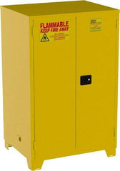 Jamco - 2 Door, 2 Shelf, Yellow Steel Double Wall Safety Cabinet for Flammable and Combustible Liquids - 70" High x 34" Wide x 43" Deep, Manual Closing Door, 3 Point Key Lock, 90 Gal Capacity - All Tool & Supply