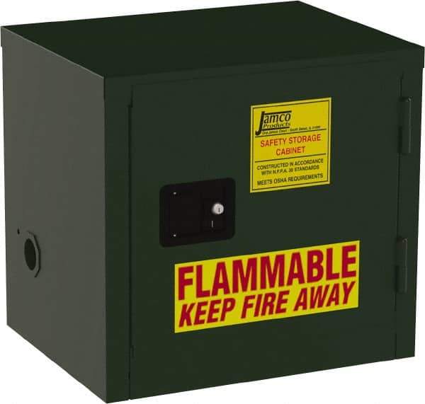 Jamco - 1 Door, Green Steel Double Wall Safety Cabinet for Flammable and Combustible Liquids - 22" High x 18" Wide x 23" Deep, Self Closing Door, 3 Point Key Lock, 6 Gal Capacity - All Tool & Supply