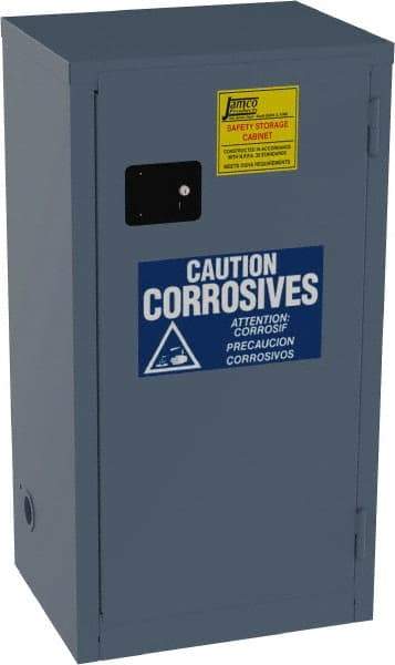 Jamco - 1 Door, 2 Shelf, Blue Steel Double Wall Safety Cabinet for Flammable and Combustible Liquids - 44" High x 18" Wide x 23" Deep, Self Closing Door, 3 Point Key Lock, 18 Gal Capacity - All Tool & Supply