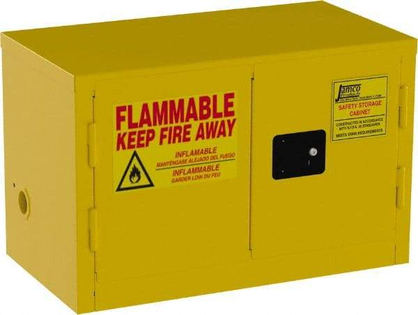 Jamco - 2 Door, Yellow Steel Double Wall Safety Cabinet for Flammable and Combustible Liquids - 22" High x 18" Wide x 34" Deep, Manual Closing Door, 3 Point Key Lock, 11 Gal Capacity - All Tool & Supply