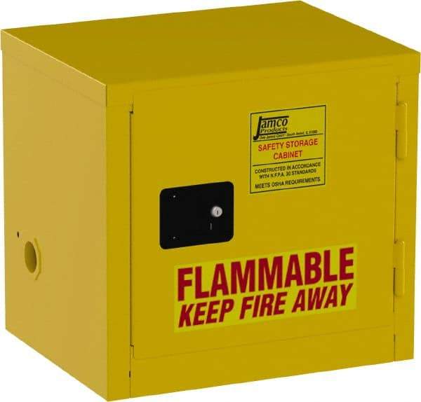 Jamco - 1 Door, Yellow Steel Double Wall Safety Cabinet for Flammable and Combustible Liquids - 22" High x 18" Wide x 23" Deep, Manual Closing Door, 3 Point Key Lock, 6 Gal Capacity - All Tool & Supply