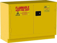 Jamco - 2 Door, 1 Shelf, Yellow Steel Double Wall Safety Cabinet for Flammable and Combustible Liquids - 35" High x 22" Wide x 48" Deep, Manual Closing Door, 3 Point Key Lock, 30 Gal Capacity - All Tool & Supply