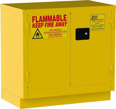 Jamco - 2 Door, 1 Shelf, Yellow Steel Double Wall Safety Cabinet for Flammable and Combustible Liquids - 35" High x 22" Wide x 36" Deep, Manual Closing Door, 3 Point Key Lock, 22 Gal Capacity - All Tool & Supply