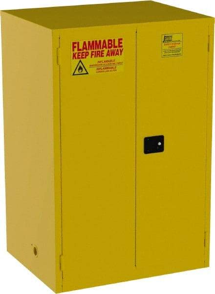 Jamco - 2 Door, 2 Shelf, Yellow Steel Double Wall Safety Cabinet for Flammable and Combustible Liquids - 65" High x 34" Wide x 43" Deep, Self Closing Door, 3 Point Key Lock, 90 Gal Capacity - All Tool & Supply