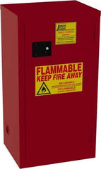 Jamco - 1 Door, 3 Shelf, Red Steel Double Wall Safety Cabinet for Flammable and Combustible Liquids - 44" High x 18" Wide x 23" Deep, Manual Closing Door, 3 Point Key Lock, 24 Gal Capacity - All Tool & Supply