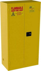 Jamco - 2 Door, 3 Shelf, Yellow Steel Double Wall Safety Cabinet for Flammable and Combustible Liquids - 65" High x 18" Wide x 34" Deep, Manual Closing Door, 3 Point Key Lock, 44 Gal Capacity - All Tool & Supply