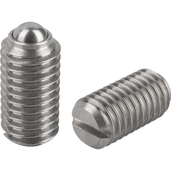 KIPP - 10-32, 3mm Ball Diam, 12mm Body Length, 0.9mm Max Ball Reach, Threaded Ball Plunger - All Tool & Supply