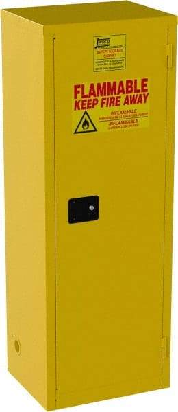 Jamco - 1 Door, 3 Shelf, Yellow Steel Double Wall Safety Cabinet for Flammable and Combustible Liquids - 65" High x 18" Wide x 23" Deep, Self Closing Door, 3 Point Key Lock, 24 Gal Capacity - All Tool & Supply