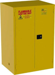 Jamco - 2 Door, 2 Shelf, Yellow Steel Double Wall Safety Cabinet for Flammable and Combustible Liquids - 65" High x 34" Wide x 43" Deep, Manual Closing Door, 3 Point Key Lock, 90 Gal Capacity - All Tool & Supply