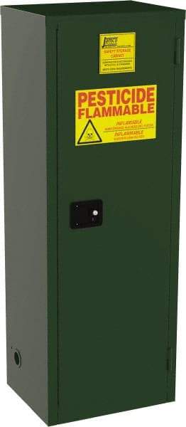 Jamco - 1 Door, 3 Shelf, Green Steel Double Wall Safety Cabinet for Flammable and Combustible Liquids - 65" High x 18" Wide x 23" Deep, Manual Closing Door, 3 Point Key Lock, 24 Gal Capacity - All Tool & Supply